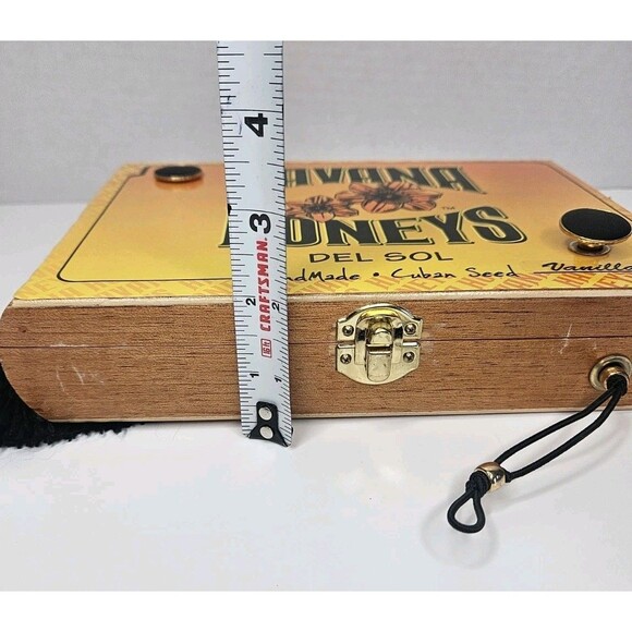 Havana Honeys Del Sol Vintage Wood Cigar Box Purse Orsons Place New W/strap - Picture 9 of 10